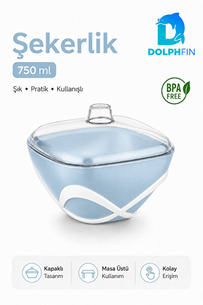 DolphFin Dolpfin 750 ml Sugar Bowl with Lid Black and White Desktop Powder an...