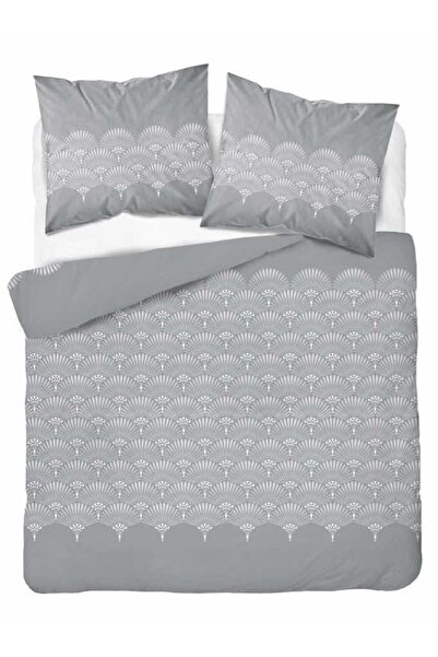 Detexpol Set de lenjerie de pat din flanelă 220x200 Pene de păun Rozetă Gri