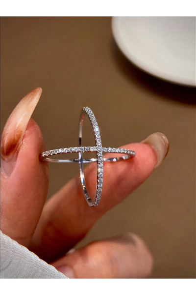 Choice11 10 Platinum 925 Sterling Silver Simple Classic Gorgeous Zircon X-Sha...