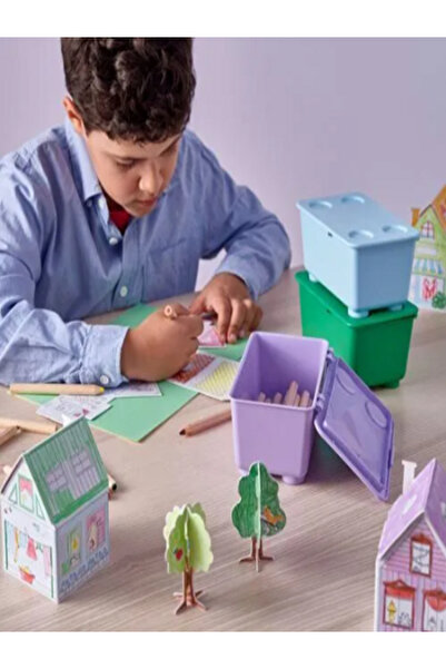 IKEA Kapaklı Kutu Lila-Mavi-Yeşil Renk