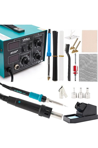 TECHREBAL Set stație de lipit 2-în-1 Yihua 852D+ + cap de lipit + kit de sudu...