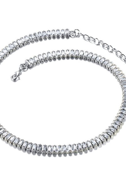 VeeShop Tennis necklace with cubic zirconia crystals, in a rectangular settin...