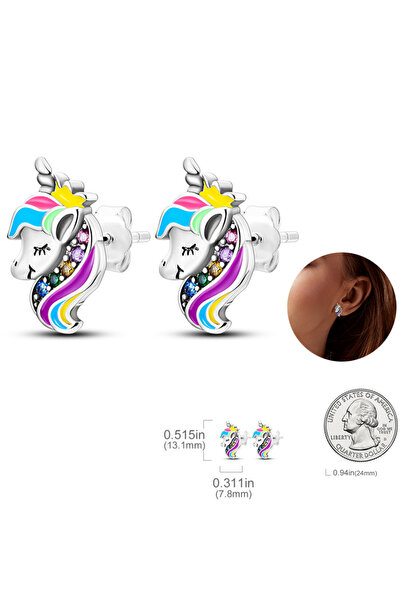 Choice8 KJE047 925 Silver Unicorn Rainbow Horse Sparkling Color Gemstone Wome...