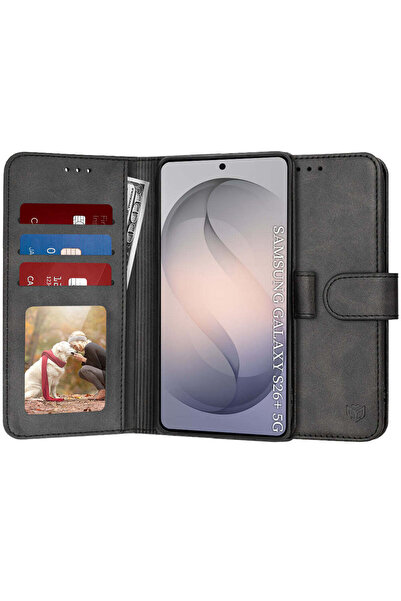 Techsuit Husă pentru Samsung Galaxy S26 Plus, tip agendă, negru - negru
