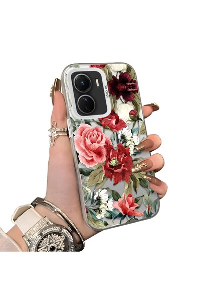 ucuc Vivo Y02S Compatible Hard Acrylic Back Silicone Edge Lens Protection Case