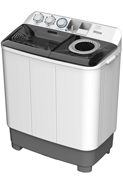 Edison Washing Machine, 8 Kg, Twin Tub, 3 Wash Programs - White Grey