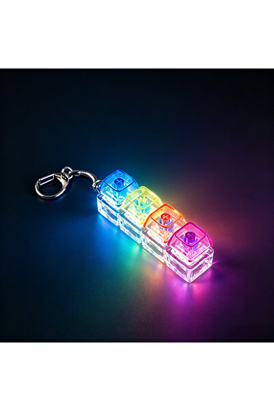 Choice16 4Keys Colorful-1PC LED Keyboard Keychain Clickable Button Fidget Str...