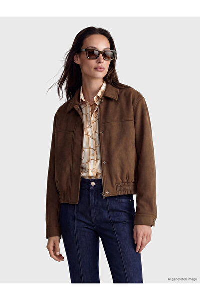 LC Waikiki Collared Neck Women's Faux Suede Jacket