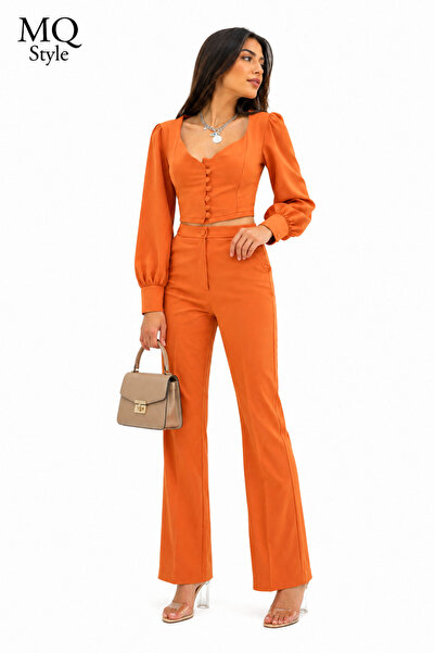 MQ High-End Women's 2-Piece Suit (Regular Buttoned Corset Top + Straight-Cut ...