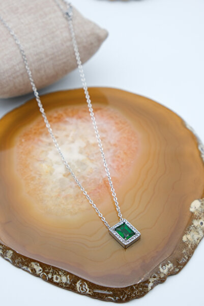 Serenite Collection Vert Silver Color Zircon Necklace