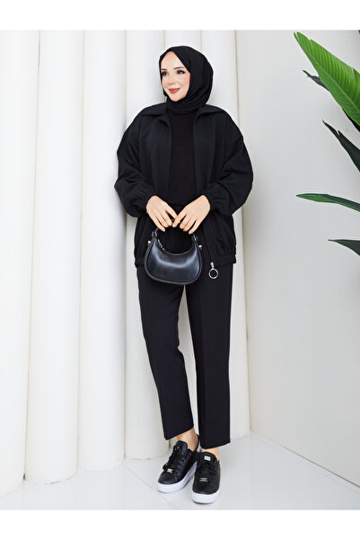 RACE FASHİON Rubber Detailed Front Patched Hijab Jacket Rc3137
