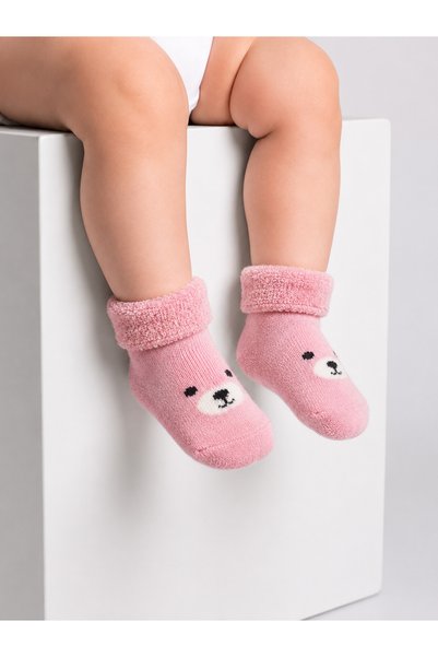 Panfilia 100% Cotton 0-6 Months Baby Towel Socks Set of 4 / Unisex Baby Girl and Boy Boxed Socks