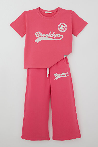 Breeze Set pantaloni pentru fete, cu imprimeu text Brooklyn, cu șireturi, 8-1...