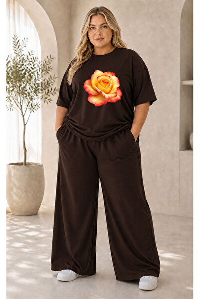 Pink Sky Women's Plus Size Premium Oversize Cotton 2-Piece Tracksuit Set Casu...