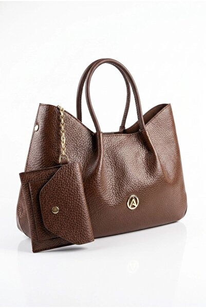 Armine TREND Mini Wallet Detailed Hand and Shoulder Bag Brown Arm198