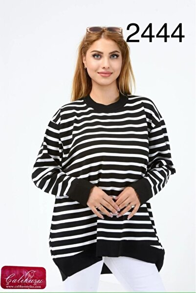 ÇALIKUŞU TRİKO Striped Bat Sleeve Blouse