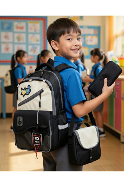 KY A+ Premium Quality Men's Black Primary School Orthopedic 3-Piece Set with ...