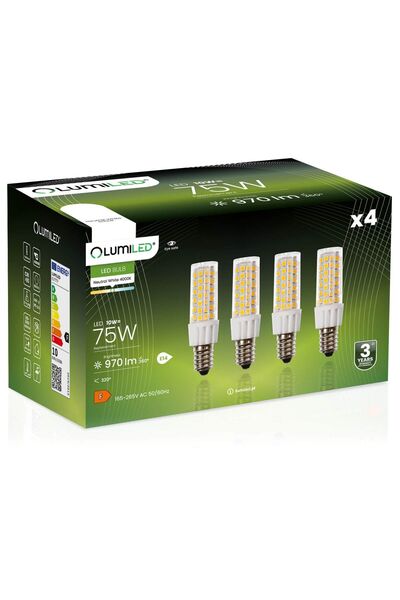 Lumiled 4x Bec LED E14 Tubular T25 10W = 75W 970lm 4000K Neutru 320 °