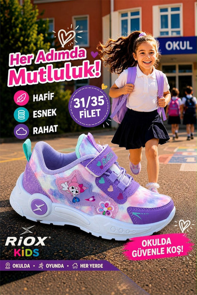 ALTUNTAŞ Girls' Velcro Non-Slip Sole Casual Sports Shoes School Shoes