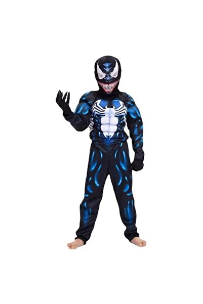 OEM Costum de carnaval pentru copii Venom, negru, cu mușchi, 9-10 ani, 132-140cm