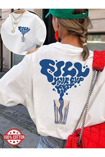 AEMİ Unisex Printed Oversize Crew Neck T-shirt