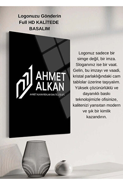 Genel Markalar Kişiye Özel Logo Baskılı Cam Tablo - İşletme Hediyesi - Yatay