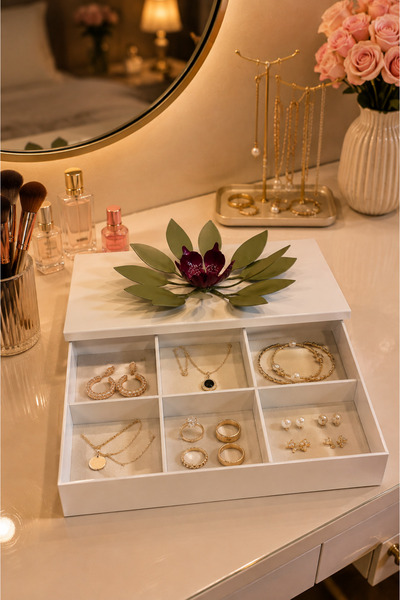3Art Metal Dekorasyon Tic.Ltd.Şti Jewelry Box - Jewelry Organizer - Storage Organizer for Necklaces, Earrings, Rings, and Bracelets