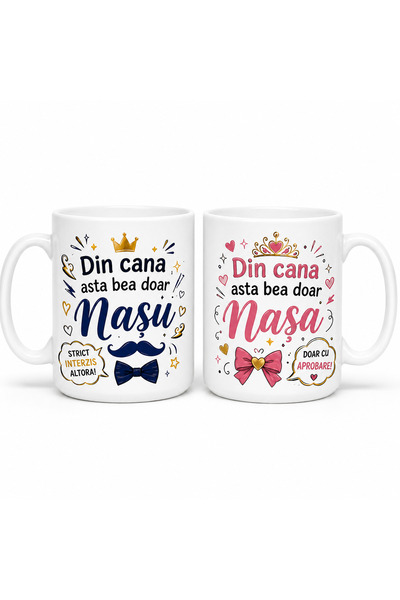 Generic Brand Set 2 cani cadou pentru Nasi, Din cana asta bea doar Nasu si Na...