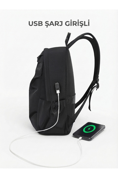 Tech&bello accessories Su İtici Kumaş Fermuar Özellikli Siyah Notebook ve Sırt Çantası