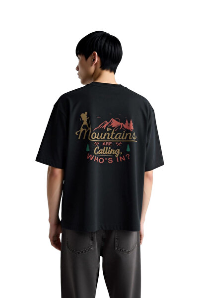 PayBuy Men's Oversize T-Shirt Mountaineering Themed Graphic Print for Nature ...