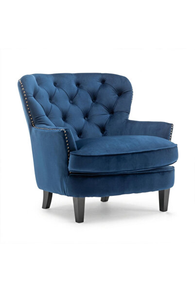 homejoyz Armchair with Velvet and Swedish Wood Structure-85X90X85 Cm-Blue