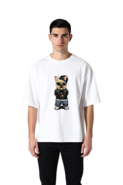 PayBuy Men's Oversize T-Shirt Dog with Sunglasses Printed Street Fashion Rela...