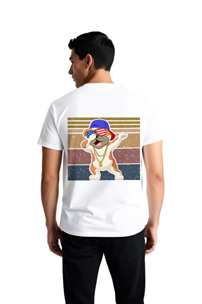 PayBuy Men's Patriot Dog Printed Relaxed Fit Short Sleeve T-Shirt Humor Patte...