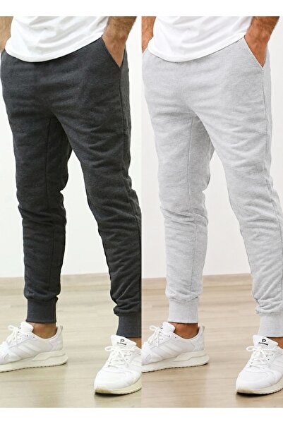 TORUK MAKTO Set of 2 Unisex Ribbed Leg Sweatpants Jogger Comfortable Fit Dail...