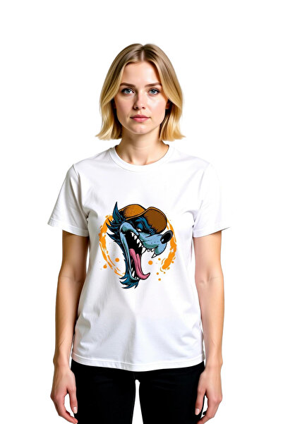 PayBuy Women's Graphic Printed Cowboy T-Shirt Aggressive Wolf Character Detai...