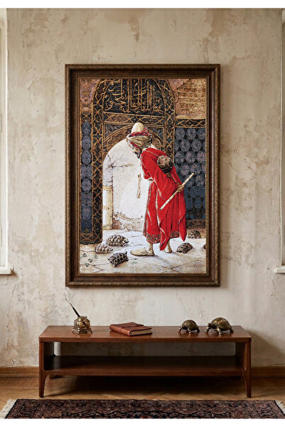 GoblenAL O2L Dokuma Kumaş - Kaplumbağa Terbiyecisi - Osman Hamdi Bey - Döşeme...