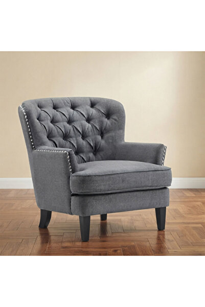 homejoyz Linen and Oak Wood Chair-Oakley-86X60X85 Cm-Gray