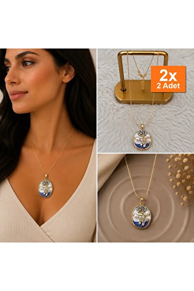 Bozhi Flower Necklace Steel Blue Luminous Style
