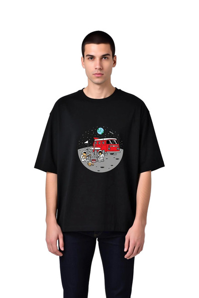 PayBuy Men's Oversize T-Shirt Astronaut Guitar Coffee Printed on the Moon Rel...