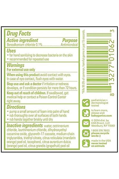 Babyganics , Alcohol-Free, Foaming Hand Sanitizer, Mandarin, 1.69 oz (50 ml)