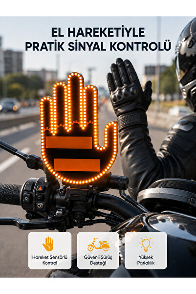 ART3 176 LED Amber Renkli El Hareketiyle Kontrol Edilen Motosiklet Dönüş Sinyali