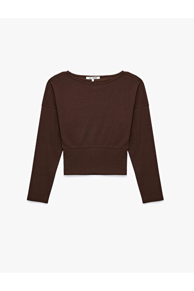 Koton Regular Fit Boat Neck Gathered Long Sleeve Blouse