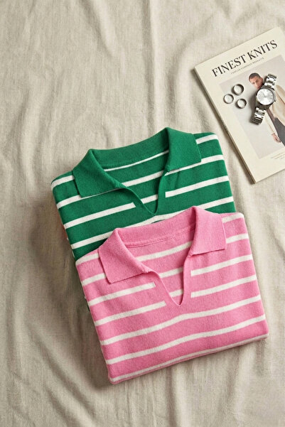 VARENZEA Women's 2 Pack Striped Polo Neck Long Sleeve V-Neck Knitwear Sweater...
