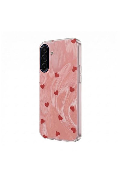Pro Aksesuar Samsung Galaxy A27 Compatible Case Heart Patterned Silicone Case Red