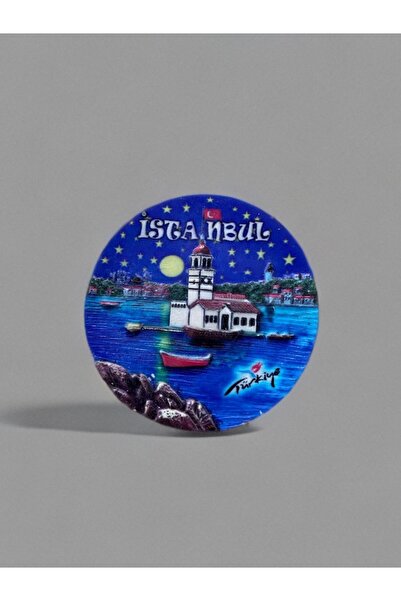 Mundy İSTANBUL Polyester Kabartmalı Magnet ÇAP:7 cm Dekoratif Hediyelik Buzdo...