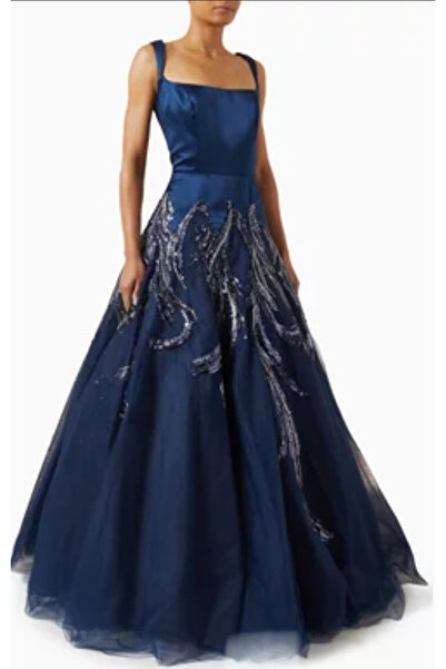 Generic Brand Blue Evening Dress with Hand Beading