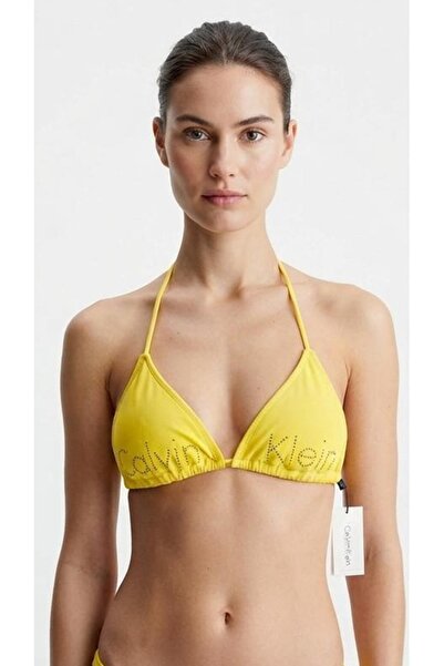 Calvin Klein TRIA NGLE RP AMARILLIS sarı kadın bikini üstü