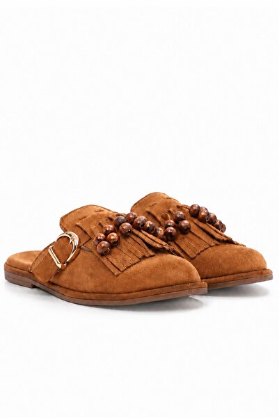 İX Muse Women's Suede Slippers with Beads and Tassel Detail