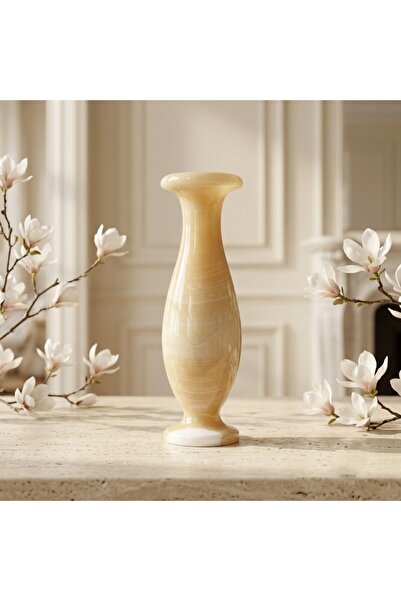 ESKİ YENİ ANTİK Set of 2 Natural Marble Decorative Vases 20 cm Modern Design ...