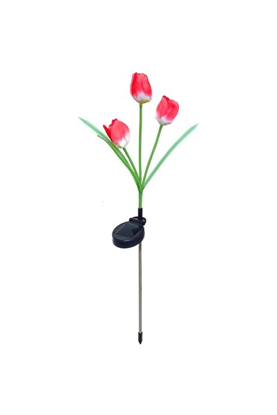 STARSTAR Tulip solar garden light 3 bulbs red.